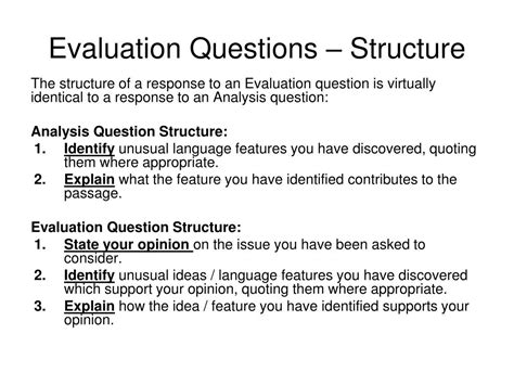 evaluating questions examples