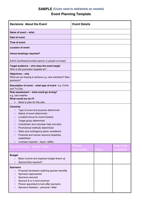 event planning example pdf