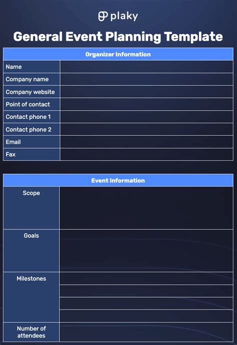event planning template examples