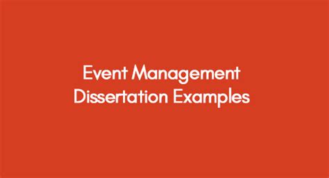 events management dissertation examples