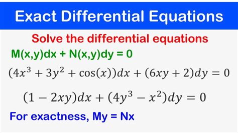 exact differential equation examples and solutions pdf