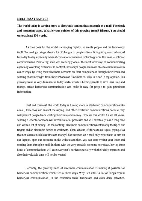 example answer for muet writing