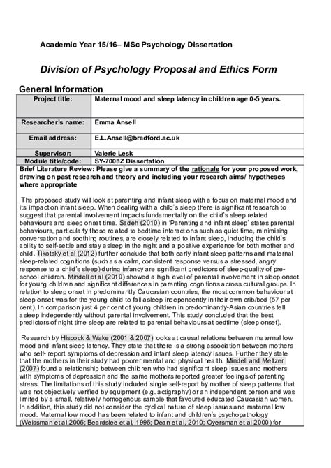 example ethics form dissertation psychology