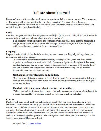 example how to tell about yourself in an interview