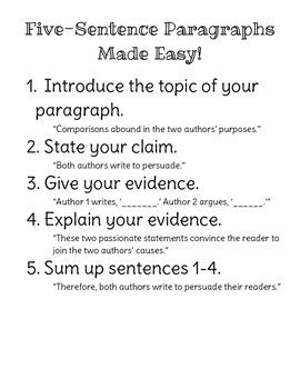 example of 1 paragraph with 5 sentences