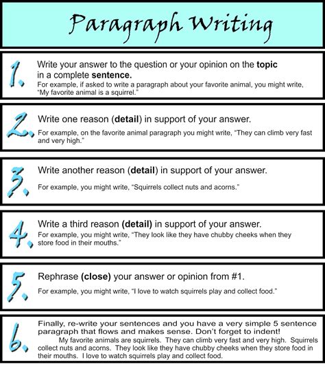 example of 1 paragraph with 5 sentences in english