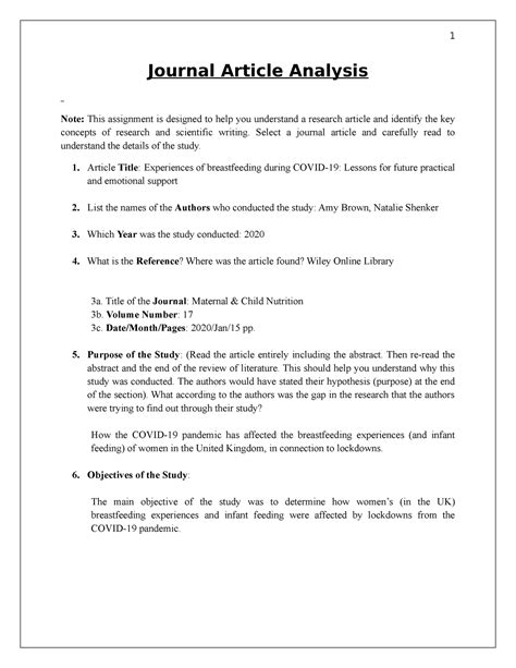 example of a journal article analysis