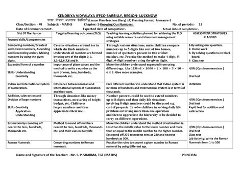 example of a lesson plan for grade 6