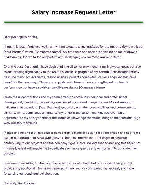 Example of a letter for requesting salary shortfall