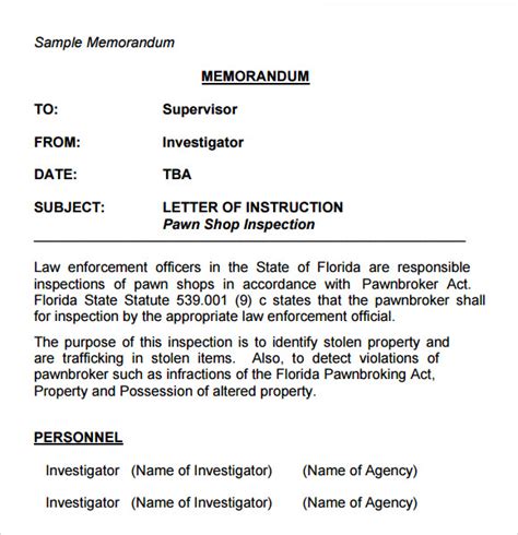 example of a memo letter format