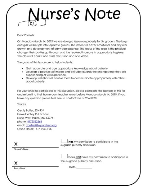 example of a nurses note