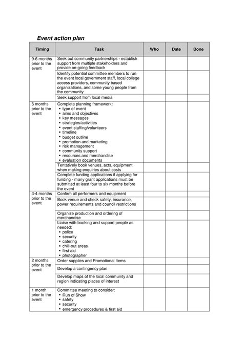 example of a project plan for an event