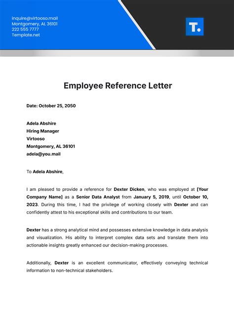 example of a reference for an employee