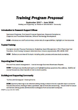 example of a training program proposal