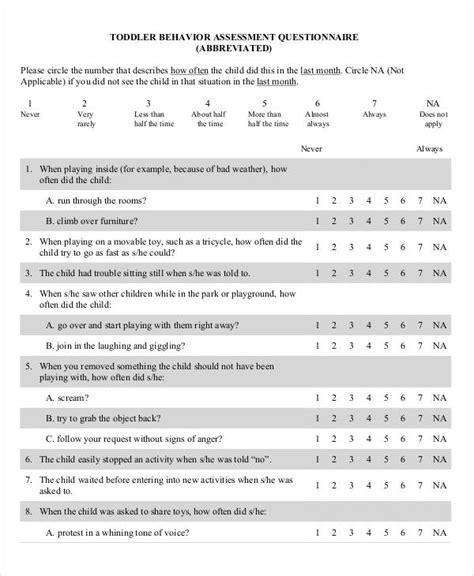 example of analysis questionnaire
