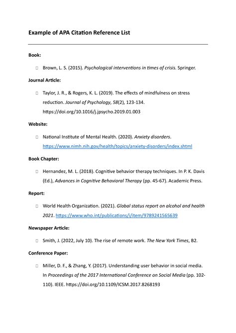 example of apa citation reference list