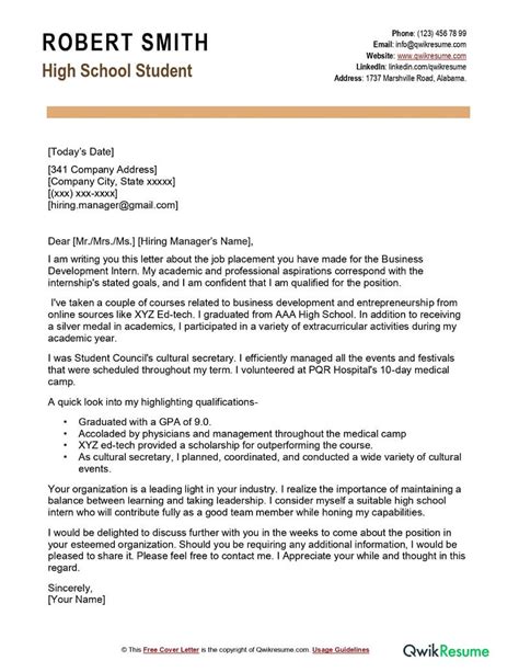 example of application letter in school