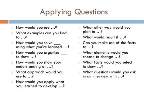 example of applying questions