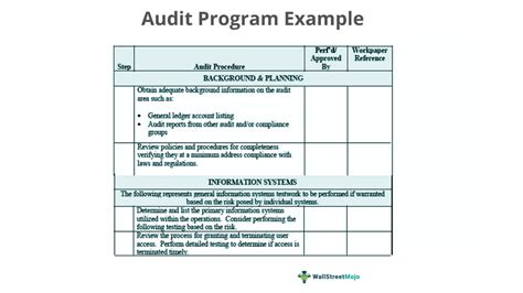 example of audit programme