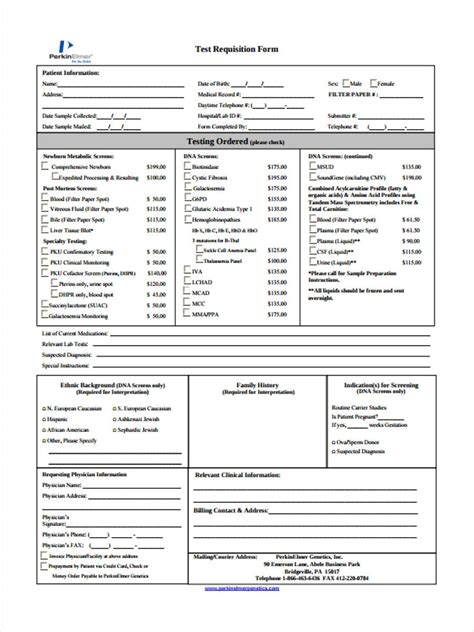 example of blood test form