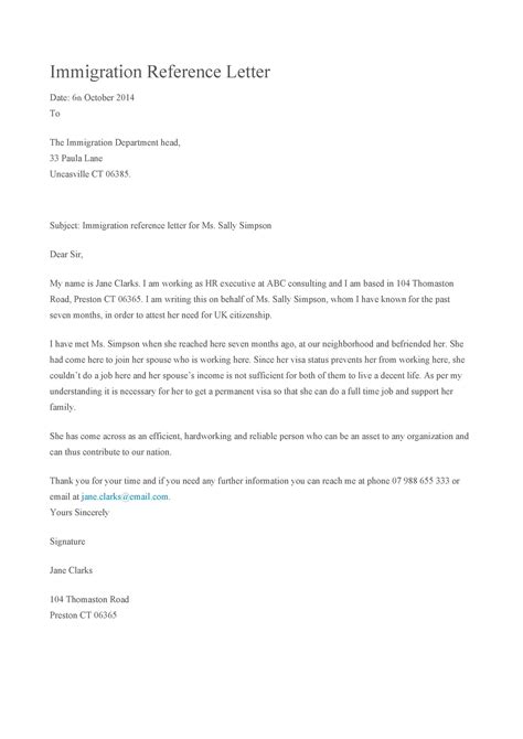 example of character reference letter for immigration