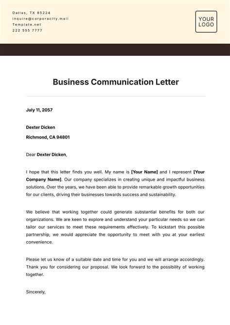 example of communication letter