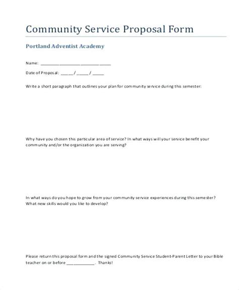 example of community service project proposal
