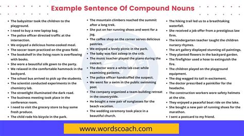 example of compound words in a sentence with answers