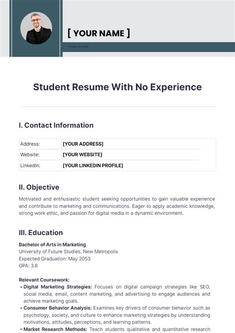 example of cv for students with no experience pdf