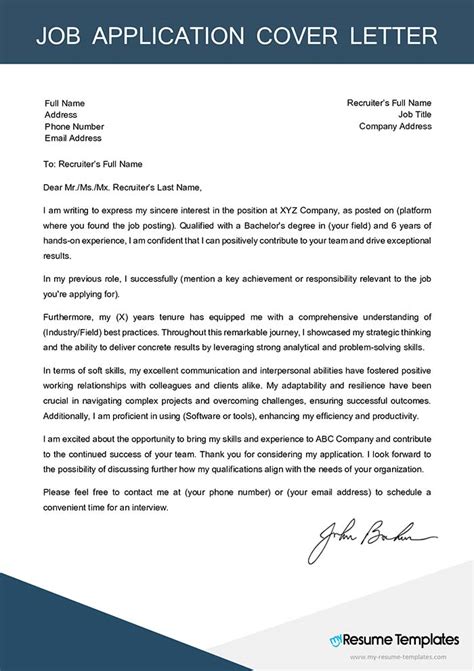 example of cv letter for job application in word format