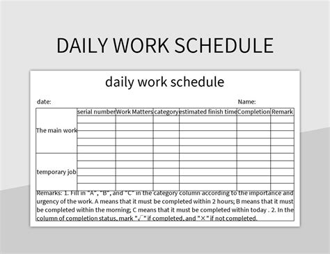 example of daily work schedule