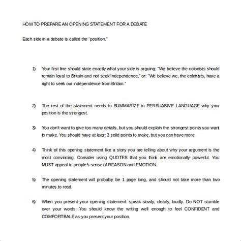 example of debate opening statement