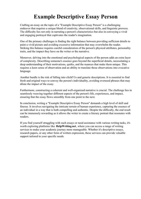 example of descriptive essay about person