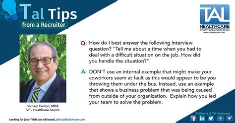 example of difficult situation in healthcare interview question