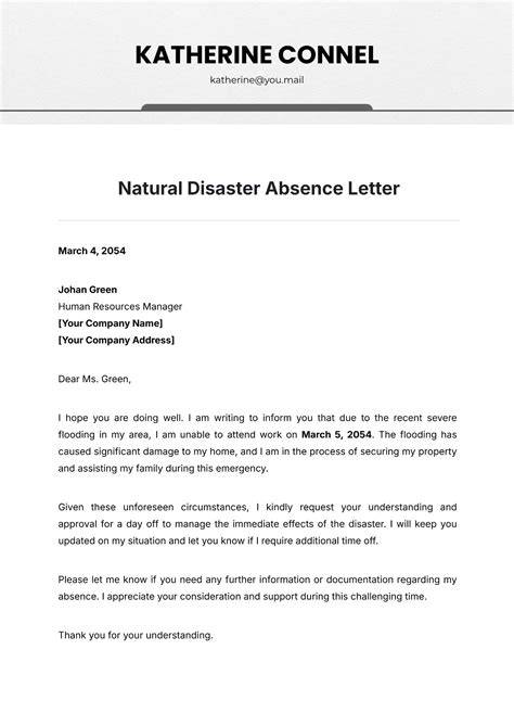 Example of disaster report letter
