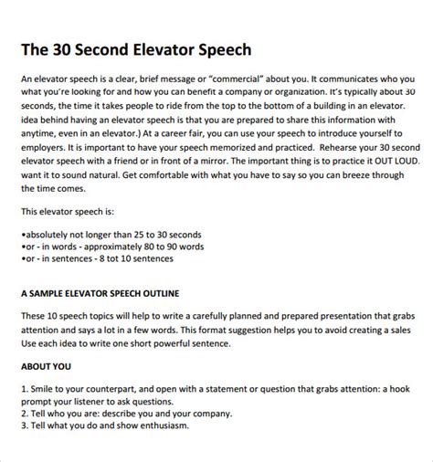 example of elevator speech script
