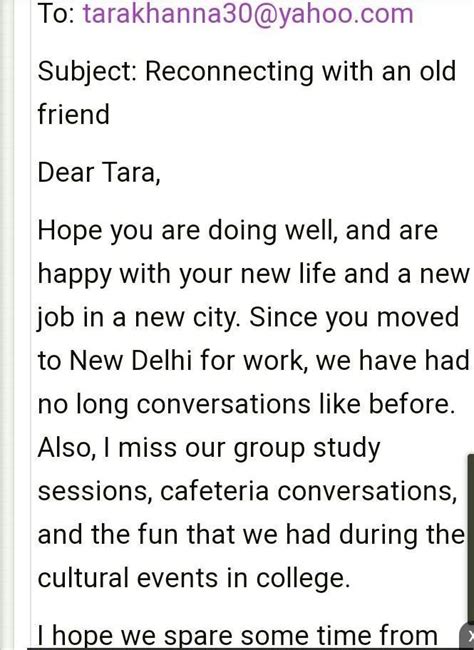 example of email writing to friend