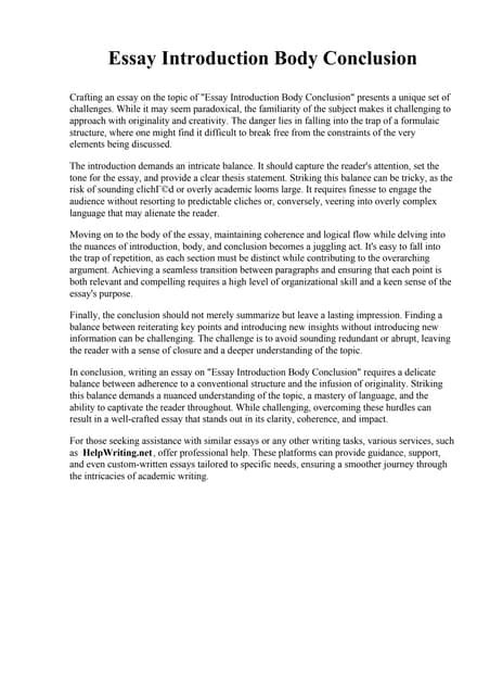 example of essay with introduction body and conclusion pdf college