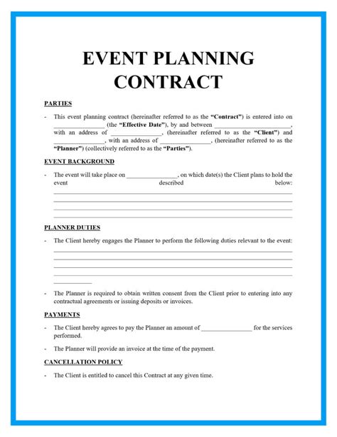 example of event planning contract