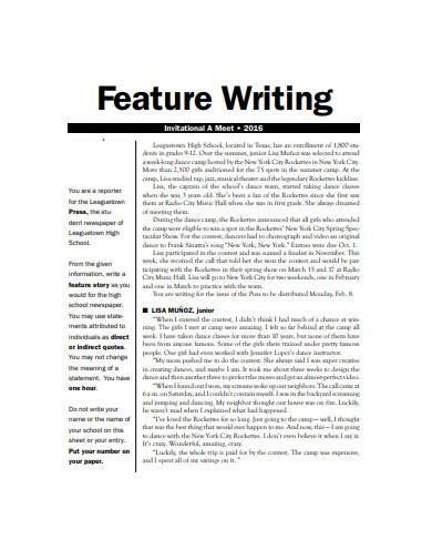 example of feature writing article in journalism