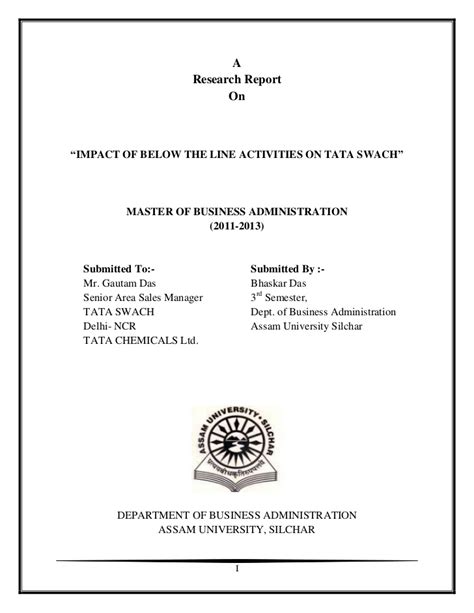 example of front page for assignment