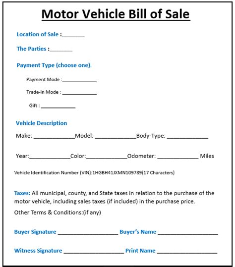 example of how to write a bill of sale