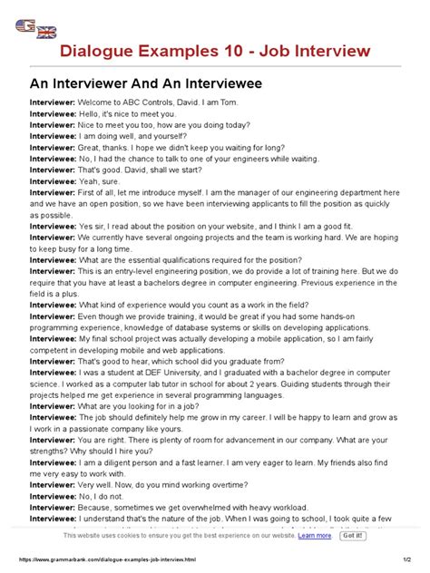 example of interview conversation