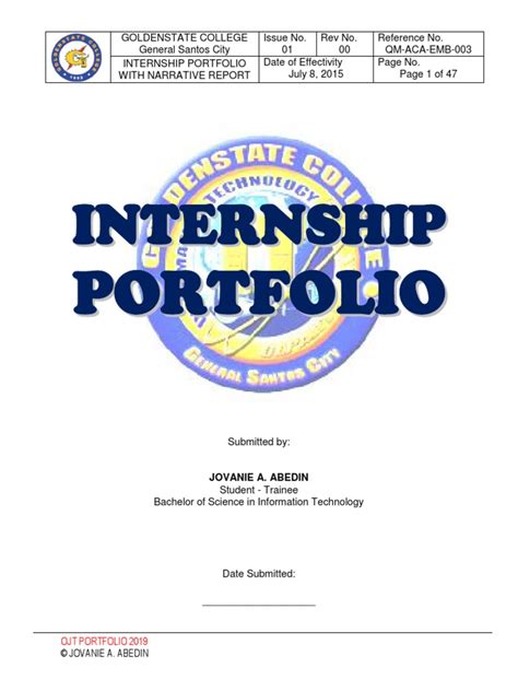 example of introduction for ojt portfolio