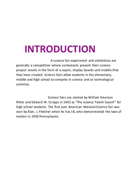 example of introduction for science fair project