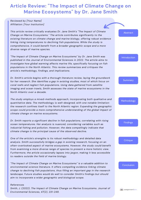 example of journal article review assignment