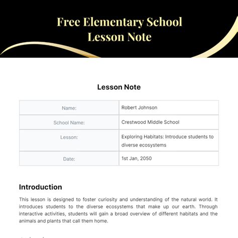 example of lesson note for primary school
