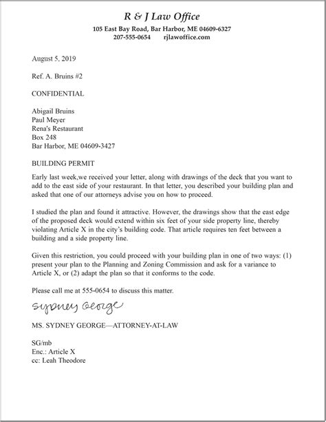 example of letter with cc and enclosure