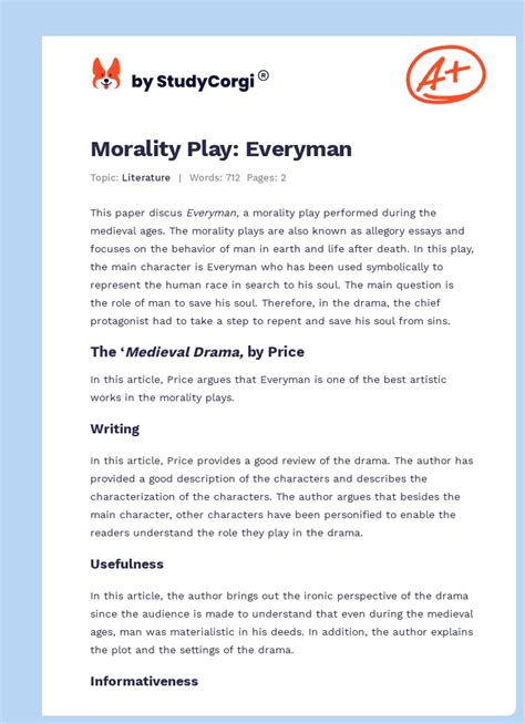 example of morality play in literature
