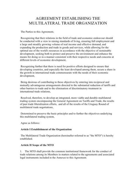 example of multilateral agreement